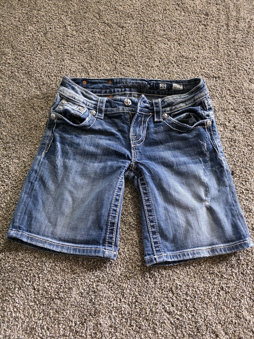 Miss Me Blue Washed Denim Jean Shorts